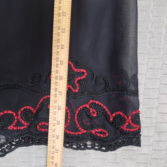 INC International Concepts Black Blouse with Red Embroidery - Picture 11 of 11